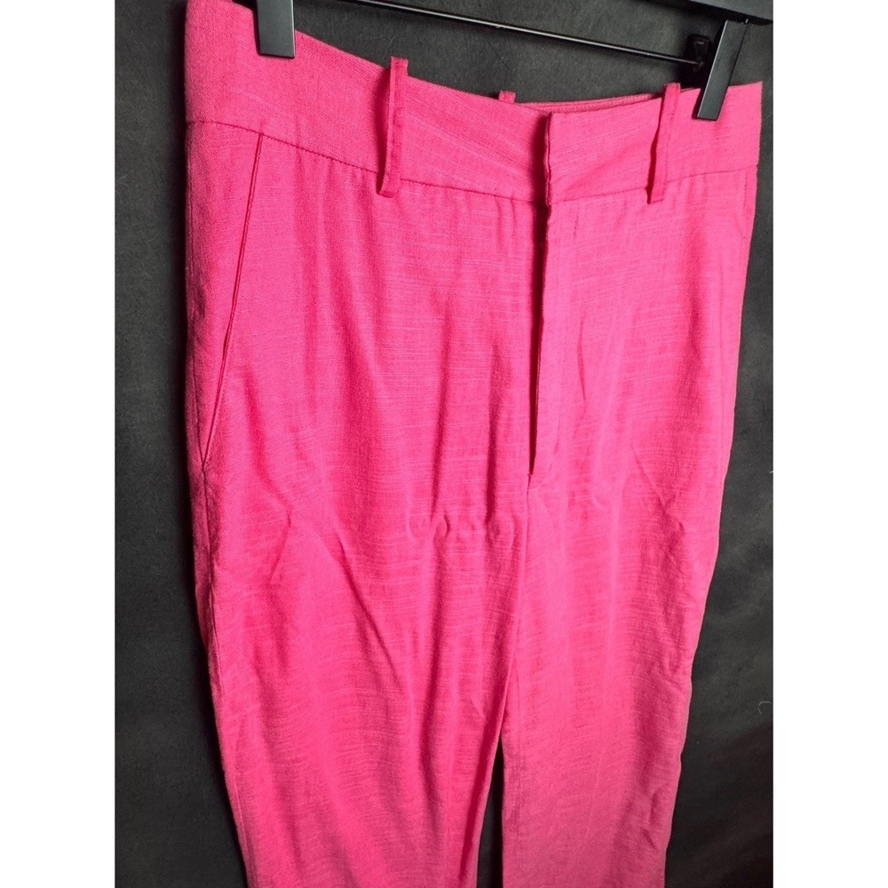 House of CB Pink Trousers M High Waisted Straight Leg Pants Barbiecore Hot Pink - Picture 2 of 5